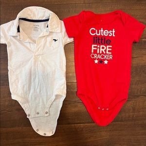 July 4th Onesie and White Onesie 12 months